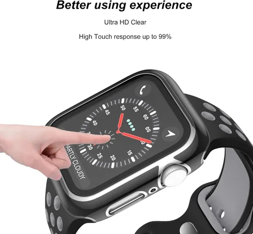 Miniatura 6 de Paquete de 4 fundas compatibles con Apple Watch de 1.614 pulgadas Series 7, protector de pantalla integrado de vidrio templado ultrafino, cobertura