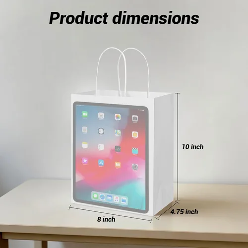 Miniatura 2 de Bolsas de papel Kraft de color blanco mediano con asas a granel, bolsas de regalo Bagmad 8x4.75x10 in, bolsas de regalo para manualidades, compras