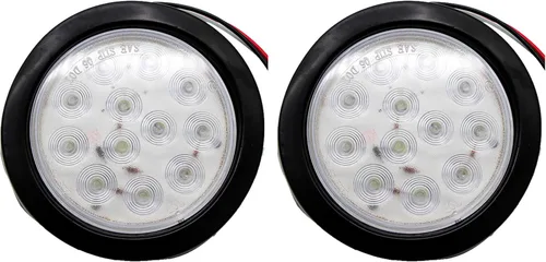 Miniatura 3 de All Star Truck Parts ] Kit de luces redondas de 12 luces LED blancas de 4 pulgadas de parada/giro/cola/marcha atrás/marcha atrás/marcha atrás, Blanco
