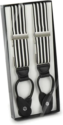 Miniatura 2 de Tirantes para hombre fabricados en Estados Unidos Tirantes de esmoquin de piel auténtica recortados con extremo de botón no elástico