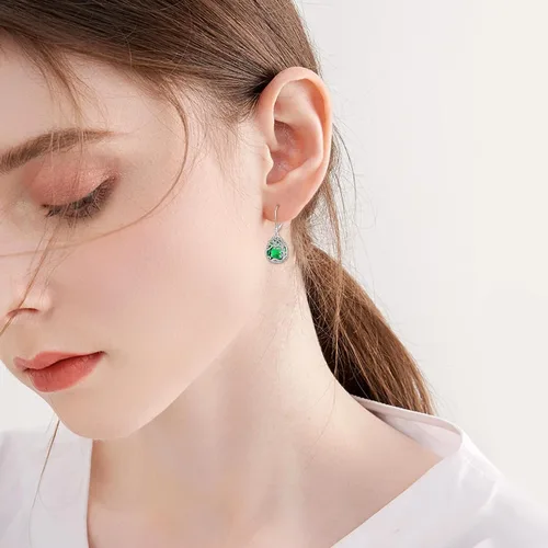 Miniatura 261 de Aretes colgantes con forma de lágrima de filigrana de piedra lunar de plata de ley 925 con cierre de palanca para mujer, regalos de joyería