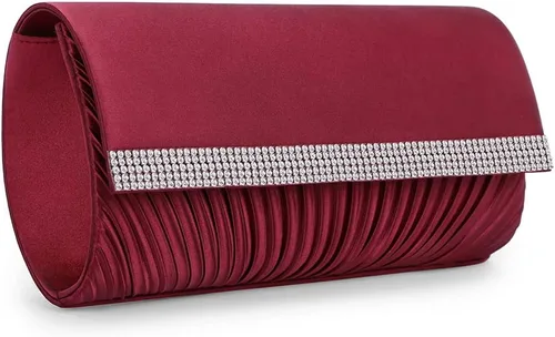 Miniatura 2 de ERIJUNOR Bolsos clásicos de satén plisados de noche con diamantes de imitación, bolsos cruzados para fiesta, graduación, boda, para mujer