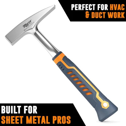 Miniatura 6 de Martillo de chapa de 18oz de Mutt Tools - Martillo profesional para dar forma a metales para hojalateros - Martillo forjado para HVAC con mango