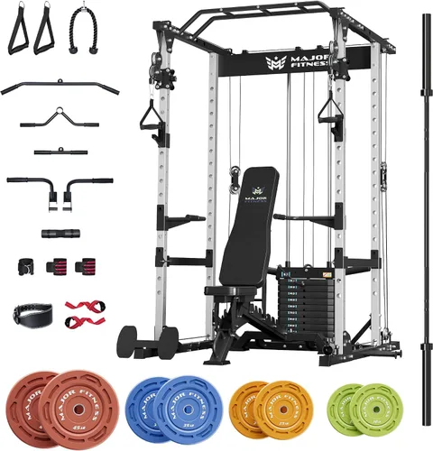 Miniatura 9 de MAJOR FITNESS Drone1 Power Cage - Rack de potencia multifunción para gimnasio en casa, estante para sentadillas, sistema de cruce de cables