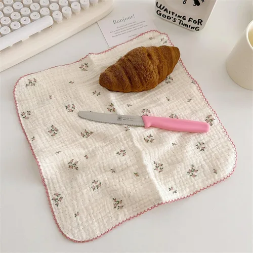 Miniatura 6 de BuLuTu - Paños de limpieza reutilizables 100% algodón muselina para cocina, 4 unidades, paños de cocina con estampado floral dulce, paños de esponja