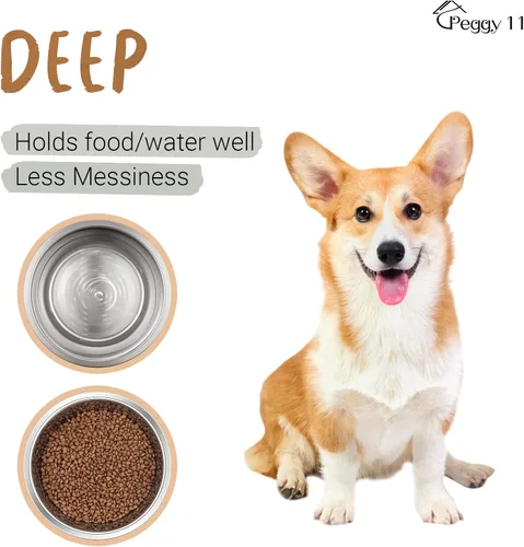 Miniatura 4 de PEGGY11 Cuencos Profundos de Acero Inoxidable Antideslizantes para Perros - Paquete de 2, 2 Tazas