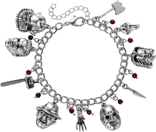 Hanreshe Bracelets Horror Movie Ghost Baby Jason Scary Theme Bracelet Cosplay Jewelry Women Horror Charm Bracelet