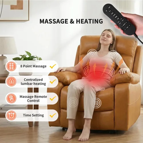 Miniatura 5 de EONIX Power Zero Wall Hugger SXXY003992 - Silla reclinable eléctrica con masaje y calor, puertos de carga USB y USB-C, SXXY003992, color marrón