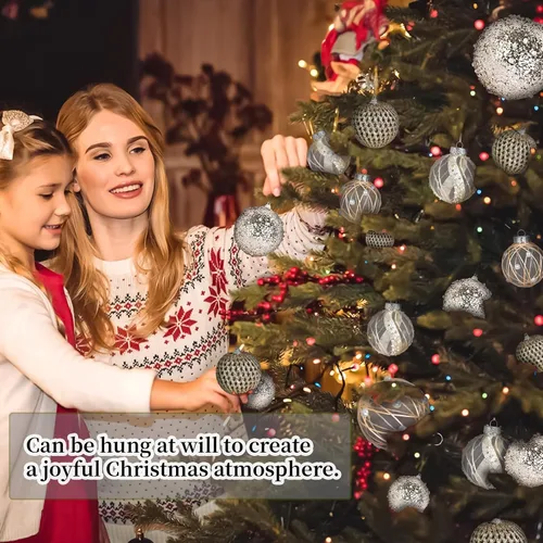 Miniatura 7 de Mupera Paquete de 9 adornos de Navidad con purpurina, bolas inastillables de lentejuelas doradas champán, decoración colgante de alta calidad