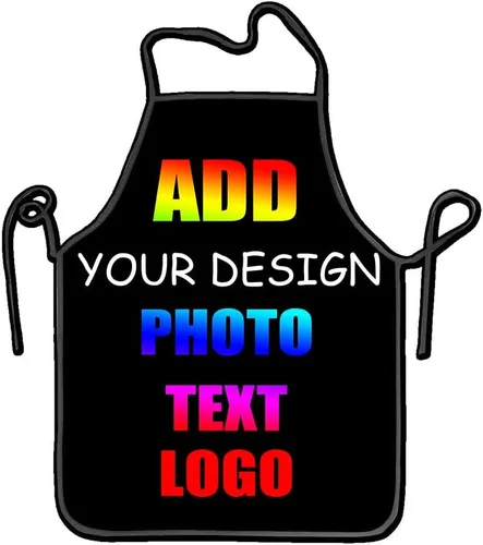 NALAHOME Delantales personalizados para hombres y mujeres delantales personalizados con logotipo de texto fotográfico Negro