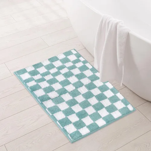 Folkulture Alfombras de baño | (24 x 17) Alfombras de baño | Alfombra de baño o ducha 100% algodón | Alfombra antideslizante para bañera | Alfombra