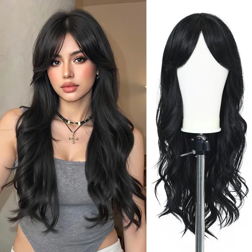 Miniatura 20 de Esmee Pelucas largas y onduladas para mujer, cabello sintético natural, resistente al calor, para uso diario y fiestas, cosplay, 24 pulgadas