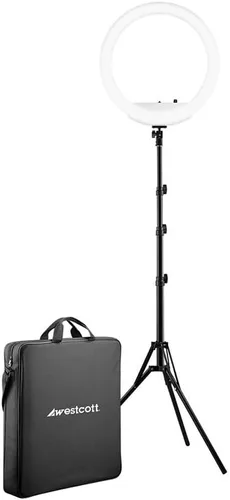 Westcott Kit de anillo de luz LED bicolor de 18 pulgadas con baterías y soporte, iluminación continua de estudio profesional para fotografía,