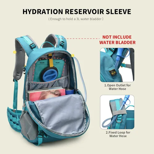 Miniatura 5 de SKYSPER Mochila de senderismo para hombres y mujeres, mochila de viaje ligera de 35 L, mochila de campamento al aire libre con múltiples Verde