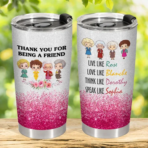 Miniatura 5 de 34HD Vaso dorado de 20 onzas – Thank You for Being a Friend – Taza de acero inoxidable aislada al vacío de doble pared – Mantiene las bebidas