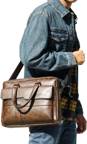 Miniatura 5 de Hebetag Bolso bandolera de cuero pequeño para hombres y mujeres, para viajes al aire libre, negocios