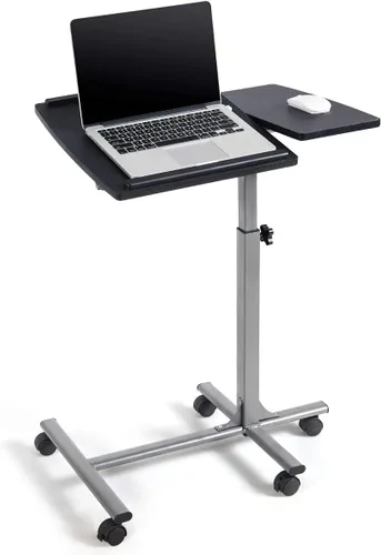 Tangkula Escritorio para laptop sobre la cama, soporte para portátil móvil con mesa inclinable, mesita de noche ajustable de altura rodante con