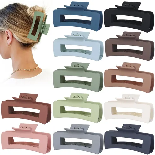 Miniatura 15 de Sisiaipu Accesorios para el cabello grandes de 4.1 pulgadas, 12 pinzas cuadradas grandes para cabello grueso, clips a granel jumbo para mujeres