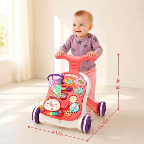 Miniatura 8 de CUTE STONE Andador para bebé para niños y niñas, 2 en 1 Andador de sentarse a pararse con centro de actividades, juguete para caminar de bebé