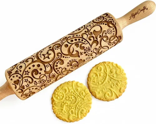 Miniatura 6 de Rodillo en relieve BEEHIVE. Rodillo de masa grabado con láser para galletas caseras y cerámica por Algis Crafts