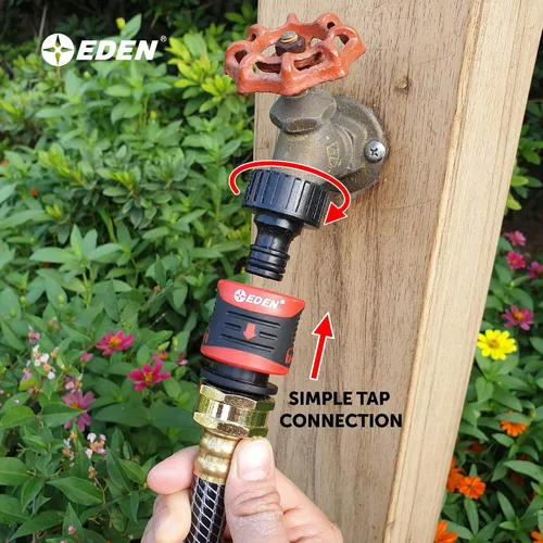 Miniatura 3 de Eden 95210 Accesorio Premium para Manguera de Jardín de Conexión Rápida con Parada de Agua y Función de Bloqueo, Juego de 5 Piezas
