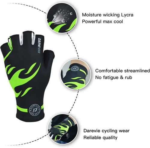 Miniatura 4 de Darevie Guantes de ciclismo, guantes de ciclismo de medio dedo, suaves y ligeros, guantes de ciclismo acolchados de gel que absorben los golpes