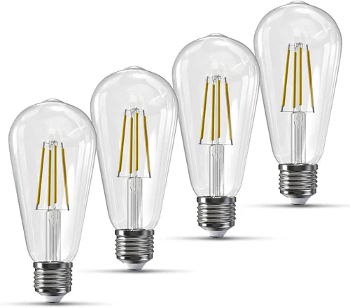 Miniatura 51 de Jensense Bombillas LED Edison E26, 60 vatios equivalentes, bombillas regulables, 2300 K, luz blanca cálida (cristal ámbar), estilo vintage