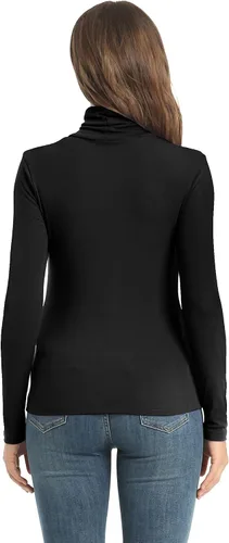 Miniatura 6 de Tops casuales de manga larga con cuello alto para mujer, camisas ajustadas y ligeras de capa base