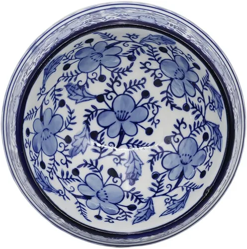 Miniatura 6 de Aimusego Plato chino de cerámica azul de 6.7 pulgadas para alimentos y agua para perros pequeños y medianos/gatos, tazón antideslizante de porcelana