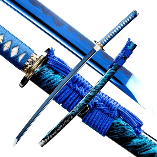 Miniatura 16 de Espada Katana Japonesa Samurai Hecha a Mano con Saya de Madera de Rayskin Dura, Puede Cortar Bambú