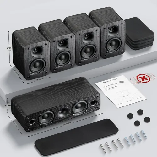 Miniatura 6 de Saiyin Sistema de Cine en Casa 5.0, Altavoces de Sonido Envolvente HiFi de 100w con Sonido Surround Estéreo y Clásico Grano de Madera Retro