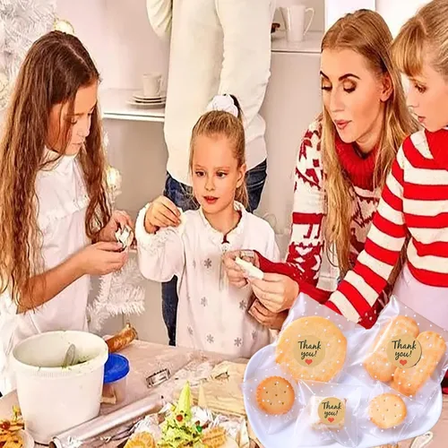 Miniatura 7 de YVPSI Bolsas autoadhesivas para galletas, bolsas de celofán transparentes con sello, etiquetas de agradecimiento para embalaje, dulces, panadería