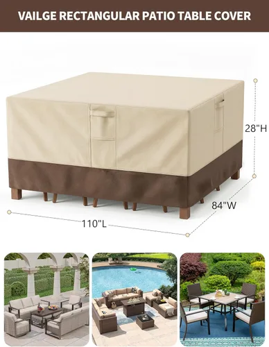 Miniatura 2 de Fundas para muebles de patio, impermeables, rectangulares, fundas para muebles de exterior, impermeables, resistentes al viento, con asas