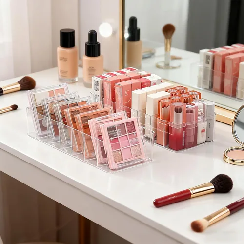 Miniatura 9 de Organizadores de Maquillaje de Acrílico Transparente, Organizador de Baño de 7 Secciones para Cajón, Estuches de Exhibición de Cosméticos