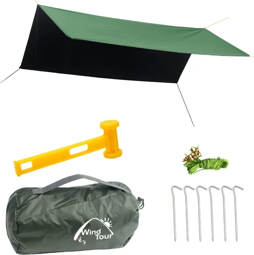 Miniatura 10 de Wind Tour Tienda de campaña multifuncional portátil, huella, toldo de viaje, mosca de lluvia, refugio impermeable, lona de campamento al aire libre