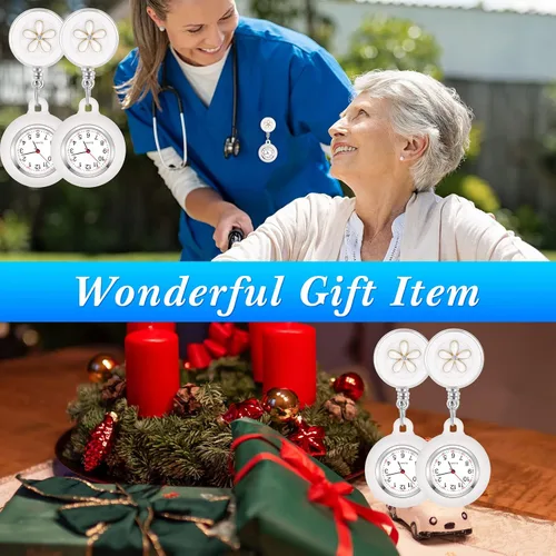 Miniatura 5 de Outus Reloj de enfermera de 4 piezas para enfermeras médicos, reloj de enfermera, broche de bolsillo, reloj digital