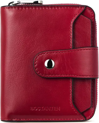 Miniatura 8 de BOSTANTEN - Billetera de cuero para mujer, pequeña, con bloqueo RFID, de dos pliegues, bolsillo con cremallera, tarjetero con ventana para 1-beige
