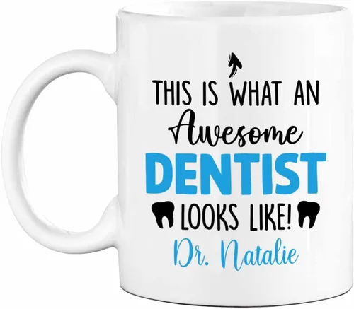 Miniatura 20 de Taza de café blanca personalizada para dentista ortodoncista de 11 onzas, 15 onzas, un dentista verdaderamente genial es difícil de encontrar
