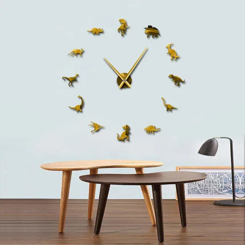Miniatura 7 de The Geeky Days Jurassic Dinosaurs Wall Art T-Rex Reloj de pared grande DIY Decoración de habitación de los niños Reloj de pared gigante sin marco