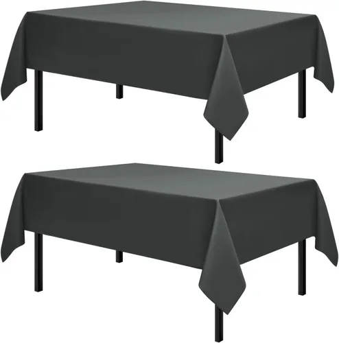 Miniatura 41 de Romanstile Mantel rectangular de poliéster, paquete de 2 manteles rectangulares de 60 x 84 pulgadas, resistentes a las manchas y a las arrugas, Negro