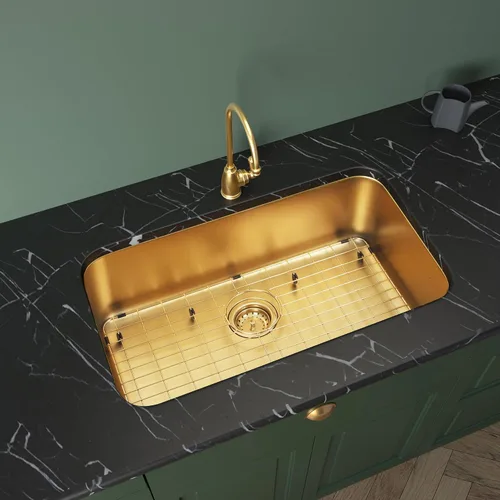 Miniatura 7 de Fregadero de cocina dorado de 30 pulgadas, fregadero de cocina de acero inoxidable SUS304 de montaje inferior, fregadero de cocina grande y profundo