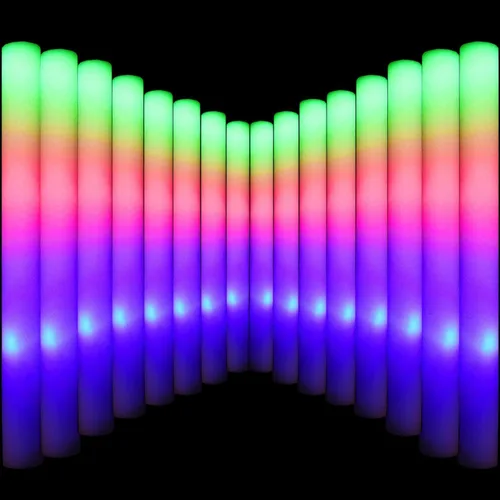 LifBetter Varillas luminosas a granel, varillas de espuma LED en la oscuridad con 3 modos intermitentes de espuma LED multicolor iluminan recuerdos