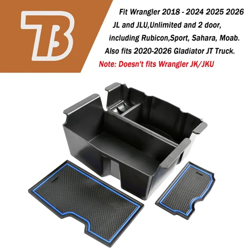 Miniatura 5 de Organizador de consola central compatible con accesorios Jeep Wrangler JL y JLU 2018 2019-2024 2025 2026, Gladiator JT Truck 2020 2021 2022 Azul