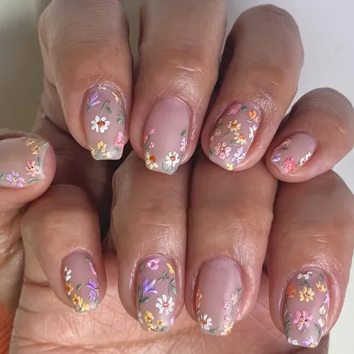 Miniatura 20 de Uñas postizas a presión de almendra marrón, medianas con diseños de leopardo y purpurina, uñas postizas en forma de almendra otoñal, uñas acrílicas