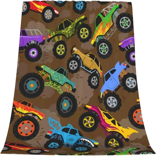 Miniatura 9 de Manta Decorativa de Camiones y Autos de Monstruos de Caricatura Geniales, Ropa de Cama Suave, Manta Cálida y Acogedora de Franela de Vellón