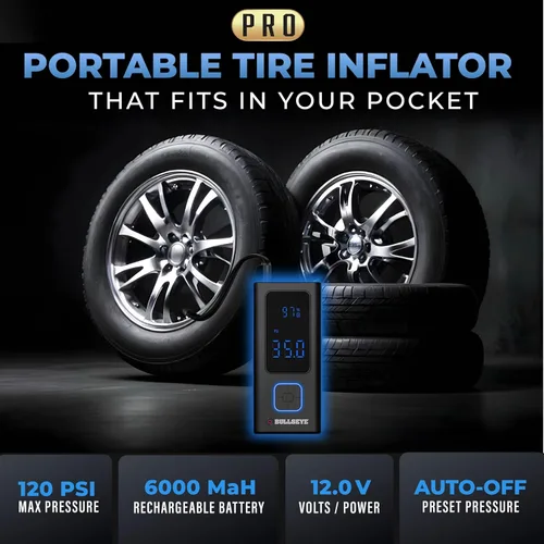 Miniatura 2 de Bullseye Pro - Inflador de neumáticos portátil Pocket Air Pro, compresor de aire para neumáticos, bolas, inflables, apagado automático, se infla