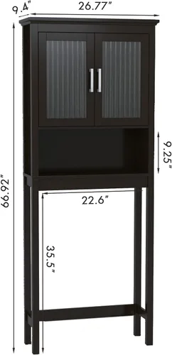 Miniatura 2 de Spirich Home - Estantería de baño situada sobre el inodoro, organizador de armario de baño con puerta de cristal templado Moru Espresso