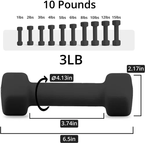 Miniatura 2 de Portzon Mancuernas de neopreno con agarre antideslizante para ejercicio de entrenamiento corporal total y tonificación muscular, compatible con 2