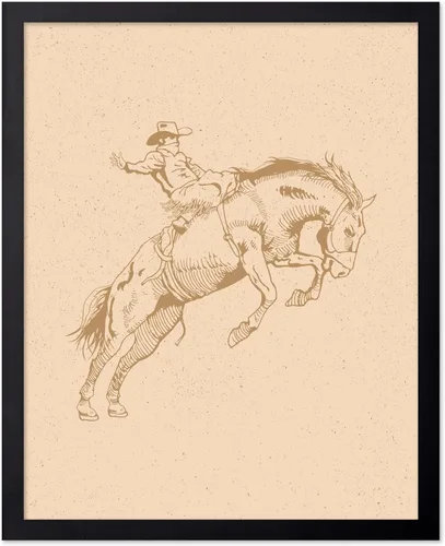 Miniatura 97 de Poster Master Póster de Rodeo marrón – Estampado retro de vaquero sobre caballo – Arte de vaquero – Arte occidental – Arte del salvaje oeste
