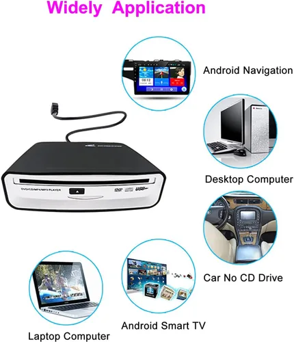 Miniatura 3 de Reproductor de CD universal externo para coche, reproductor de CD USB externo para automóvil Android Navegación-Plug and Play